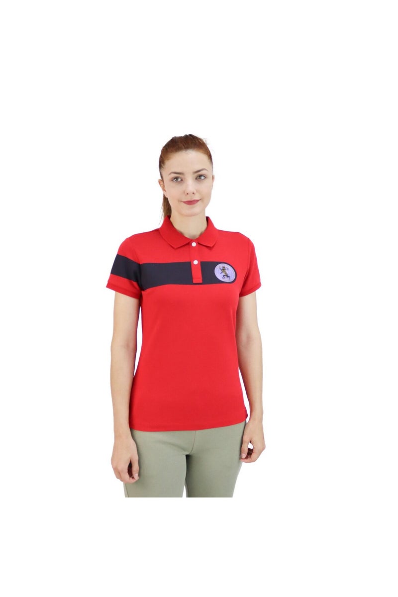 GIORDANO Women's Red Polo Shirt with Embroidered Detail - Image 1